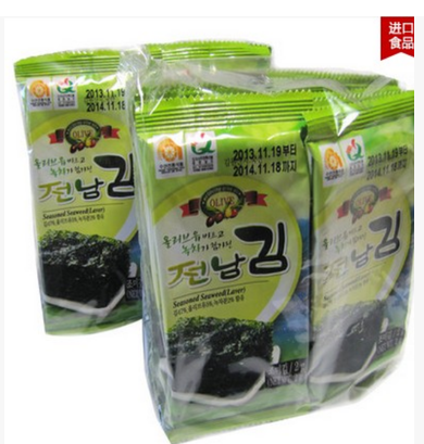 韩国进口 全南橄榄油海苔 即食烤海苔紫菜脆片 2g*10